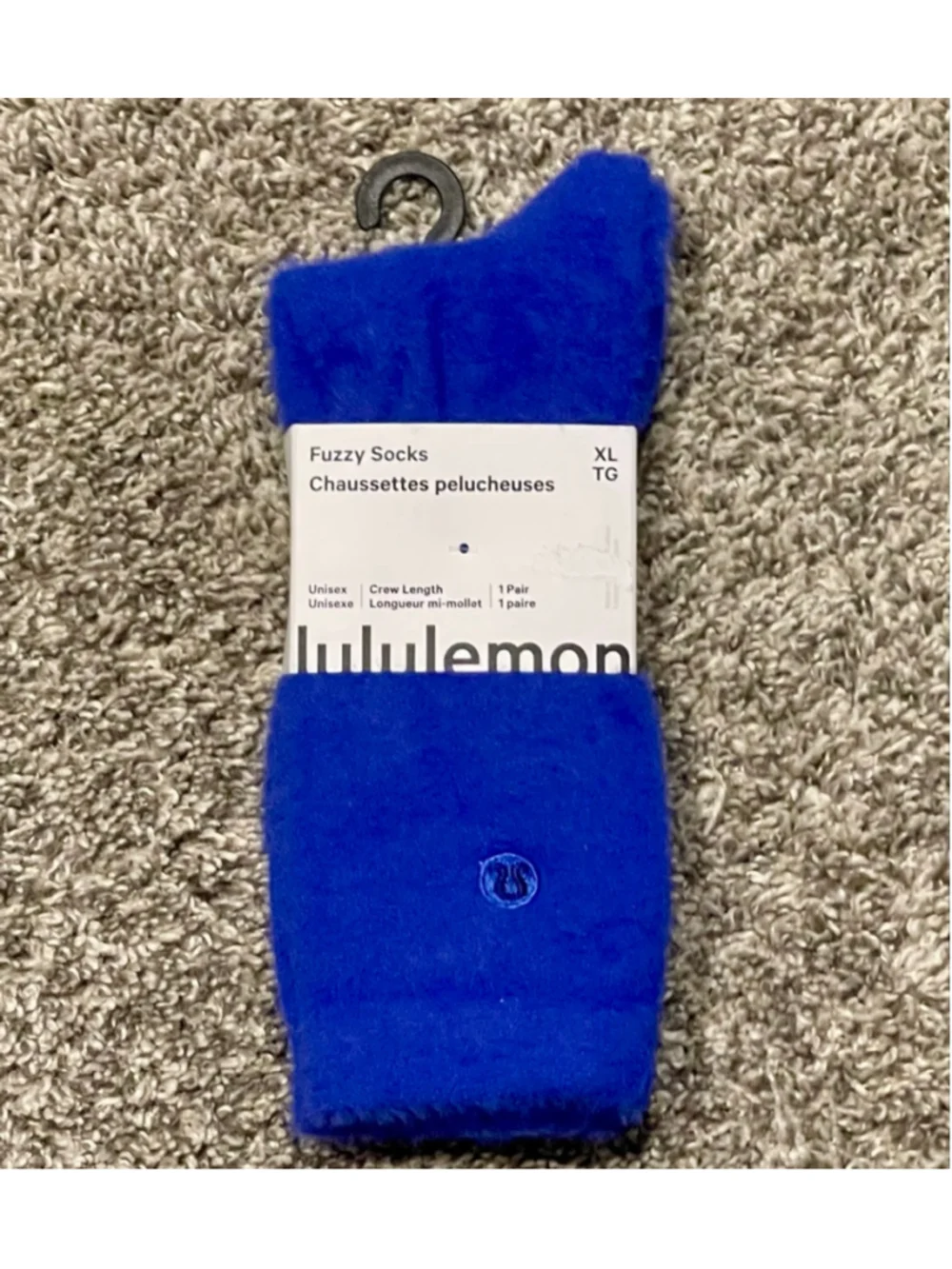 Lululemon Fuzzy Crew Socks, Size XL, Riverside Blue, NWT